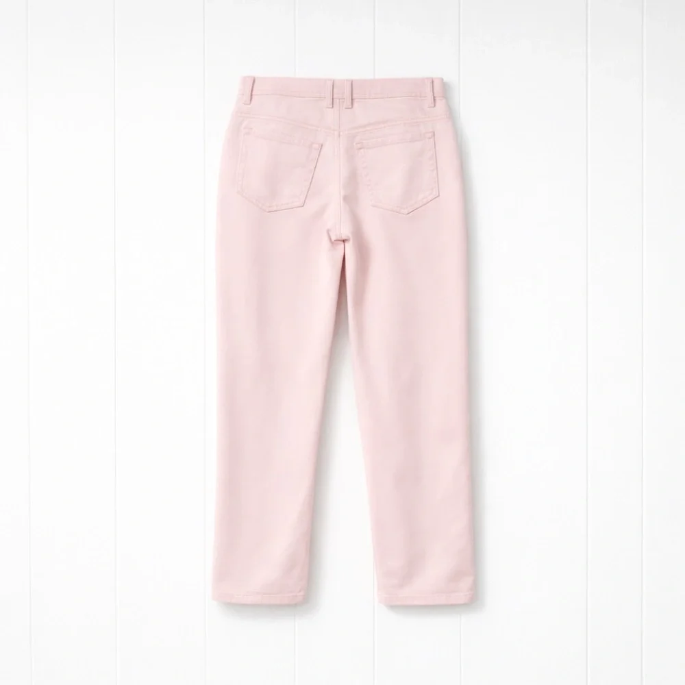 Womens Blush Pink Denim Jeans Size 6 Stretch Cotton Mid Rise Straight Leg Pants - Picture 2 of 2